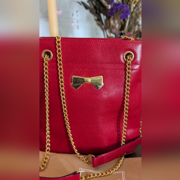 Nina Ricci Paris calf Skin Leather Bag with Gold Chain - Picture 2 of 11